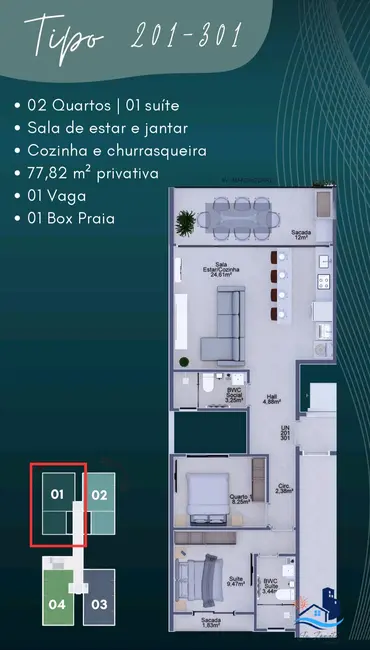 Foto 9 de Apartamento com 4 quartos à venda, 116m2 em Matinhos - PR