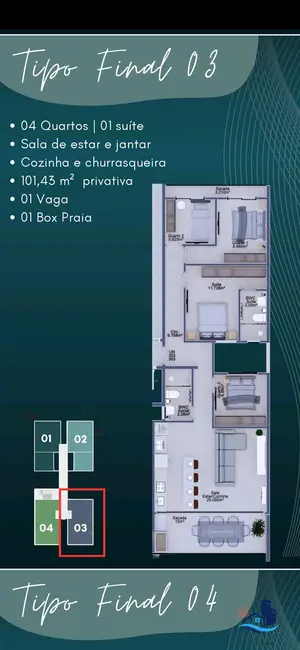 Foto 4 de Apartamento com 4 quartos à venda, 116m2 em Matinhos - PR