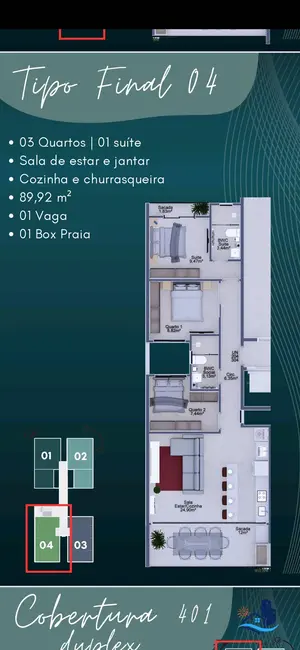 Foto 5 de Apartamento com 4 quartos à venda, 116m2 em Matinhos - PR