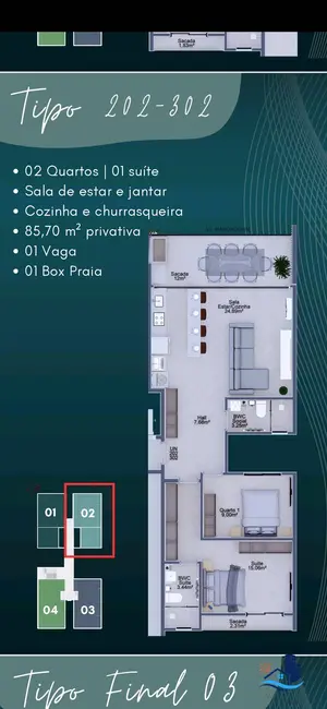 Foto 7 de Apartamento com 4 quartos à venda, 116m2 em Matinhos - PR