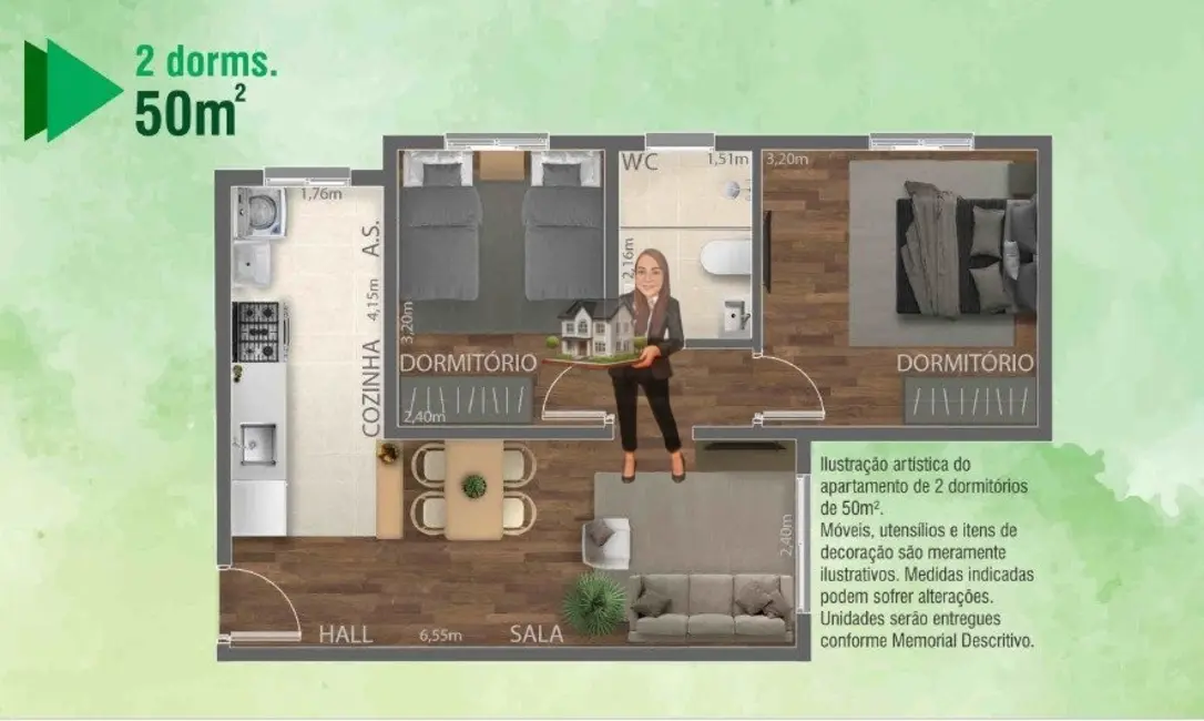 Foto 2 de Apartamento com 2 quartos à venda, 50m2 em Caieiras - SP