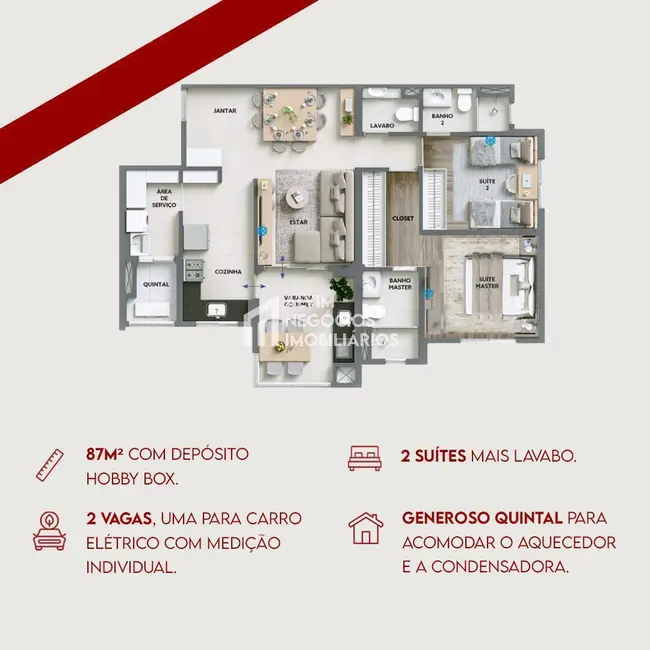 Apartamento com 2 quartos à venda, 87m2 em Sao Jose Dos Campos - SP - imagem 2 Foto 2 de Apartamento com 2 quartos à venda, 87m2 em Sao Jose Dos Campos - SP