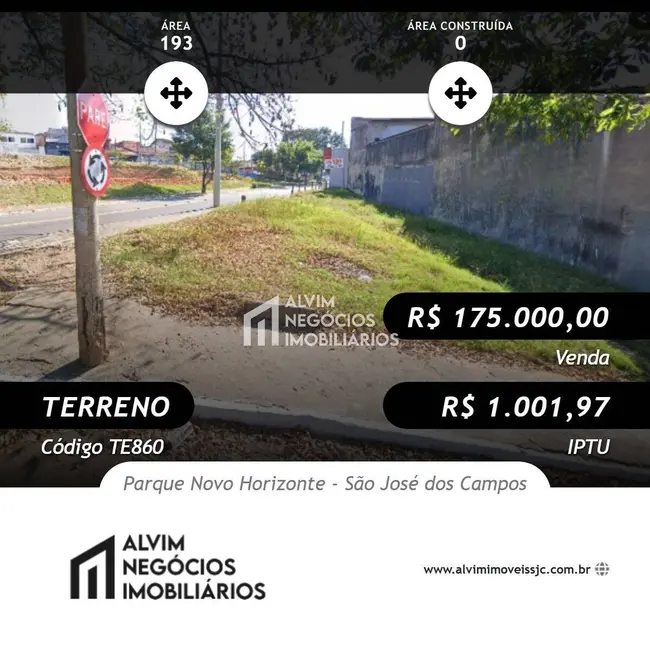 Foto 2 de Terreno / Lote à venda, 193m2 em Sao Jose Dos Campos - SP