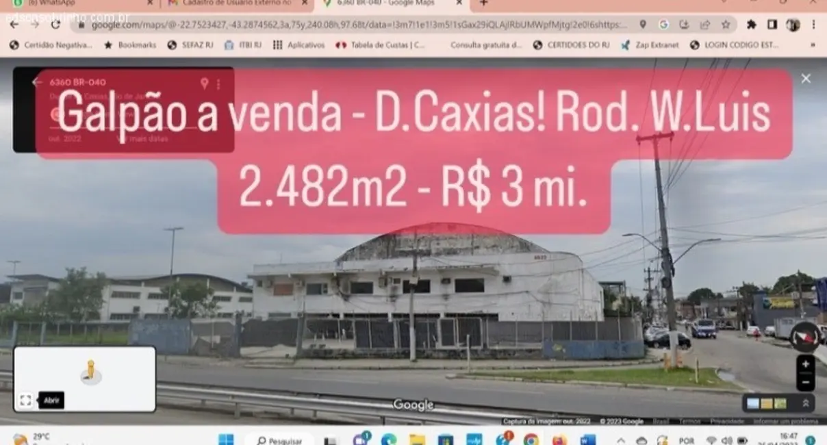 Foto 1 de Armazém / Galpão à venda, 2482m2 em Jardim Gramacho, Duque De Caxias - RJ