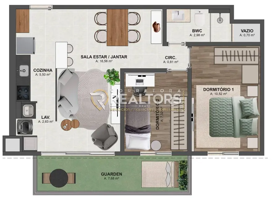 Foto 7 de Apartamento com 2 quartos à venda, 51m2 em Chácara Recreio do Havaí, Botucatu - SP