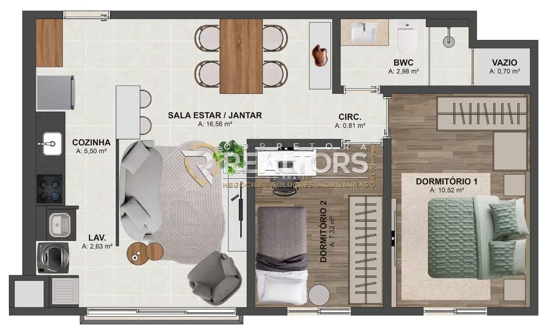 Foto 8 de Apartamento com 2 quartos à venda, 51m2 em Chácara Recreio do Havaí, Botucatu - SP