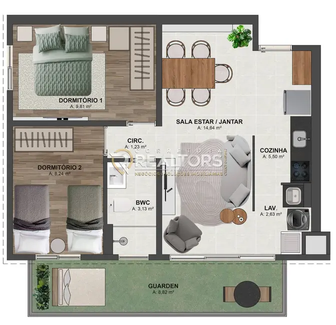 Foto 6 de Apartamento com 2 quartos à venda, 51m2 em Chácara Recreio do Havaí, Botucatu - SP