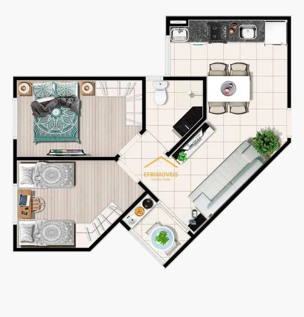 Foto 2 de Apartamento com 2 quartos à venda, 50m2 em Parque Industrial Harmonia, Nova Odessa - SP