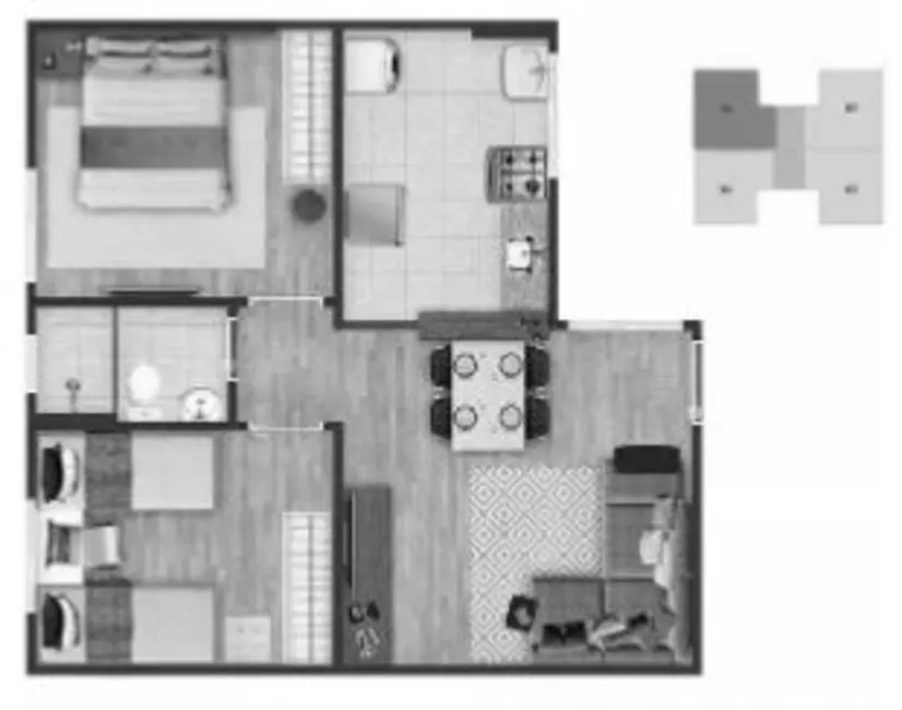 Foto 2 de Apartamento com 2 quartos à venda, 43m2 em Santa Cruz, Rio De Janeiro - RJ
