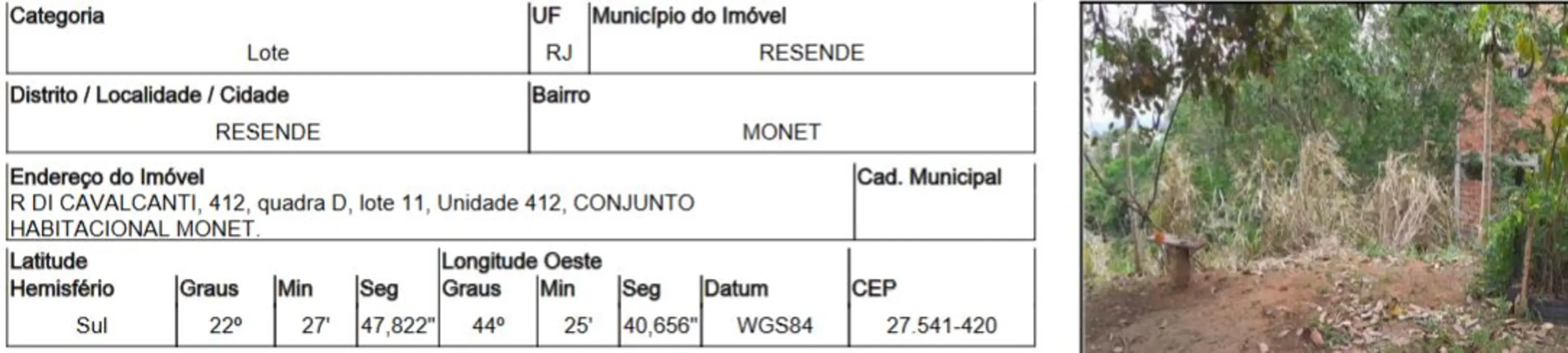Foto 1 de Terreno / Lote com 1 quarto à venda, 458m2 em Monet, Resende - RJ
