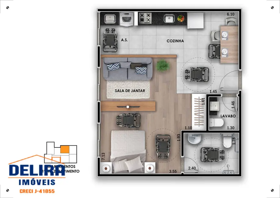 Foto 1 de Apartamento com 2 quartos à venda em Alvinópolis, Atibaia - SP