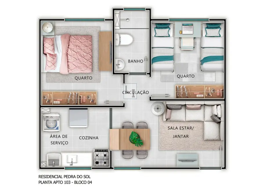 Foto 1 de Apartamento com 2 quartos à venda, 41m2 em Três Pontes, Itaborai - RJ