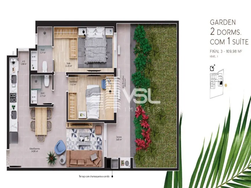 Foto 4 de Apartamento com 2 quartos à venda, 70m2 em Cacupé, Florianopolis - SC