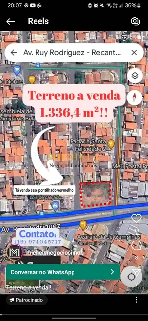 Terreno / Lote à venda, 1336m2 em Recanto do Sol I, Campinas - SP - imagem 8 Foto 8 de Terreno / Lote à venda, 1336m2 em Recanto do Sol I, Campinas - SP