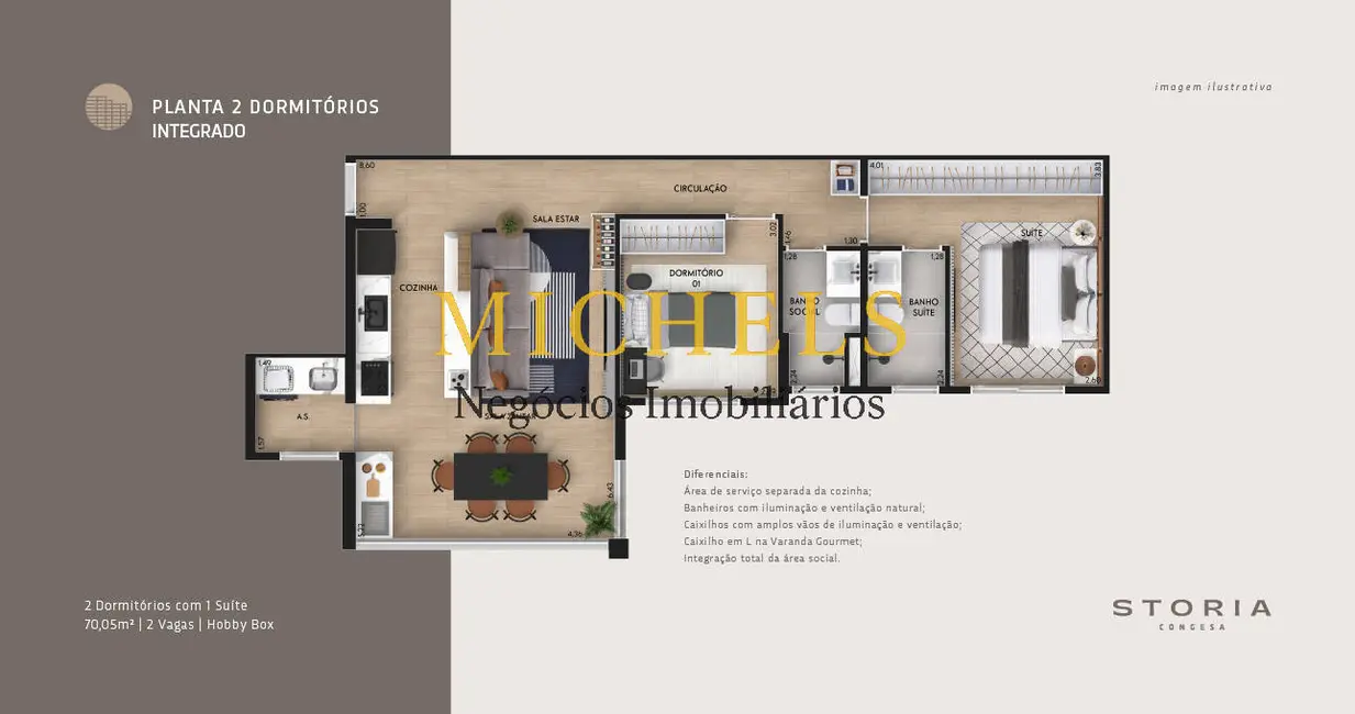 Foto 2 de Apartamento com 2 quartos à venda, 70m2 em Centro, Indaiatuba - SP