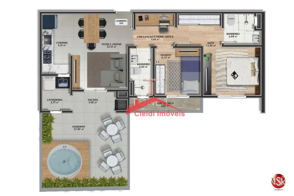 Foto 7 de Apartamento com 2 quartos à venda, 61m2 em Anita Garibaldi, Joinville - SC