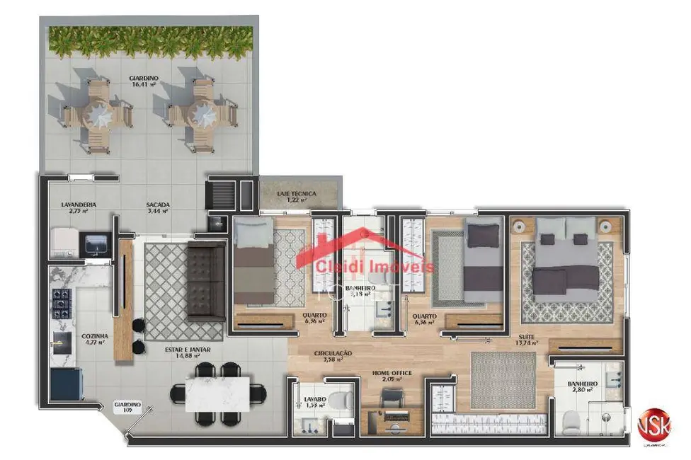 Foto 8 de Apartamento com 2 quartos à venda, 61m2 em Anita Garibaldi, Joinville - SC