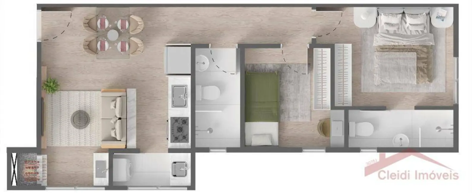 Apartamento com 2 quartos à venda, 65m2 em Costa e Silva, Joinville - SC - imagem 9 Foto 9 de Apartamento com 2 quartos à venda, 65m2 em Costa e Silva, Joinville - SC