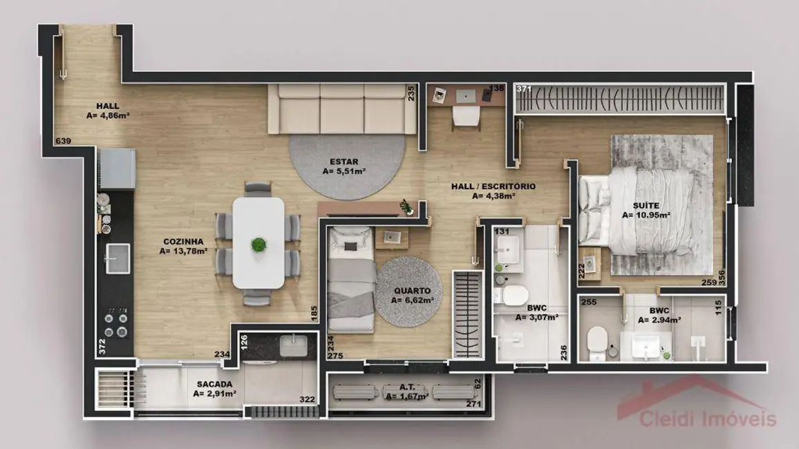 Foto 8 de Apartamento com 2 quartos à venda, 63m2 em Bom Retiro, Joinville - SC