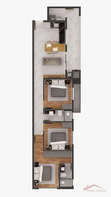 Foto 9 de Apartamento com 3 quartos à venda, 87m2 em Bucarein, Joinville - SC