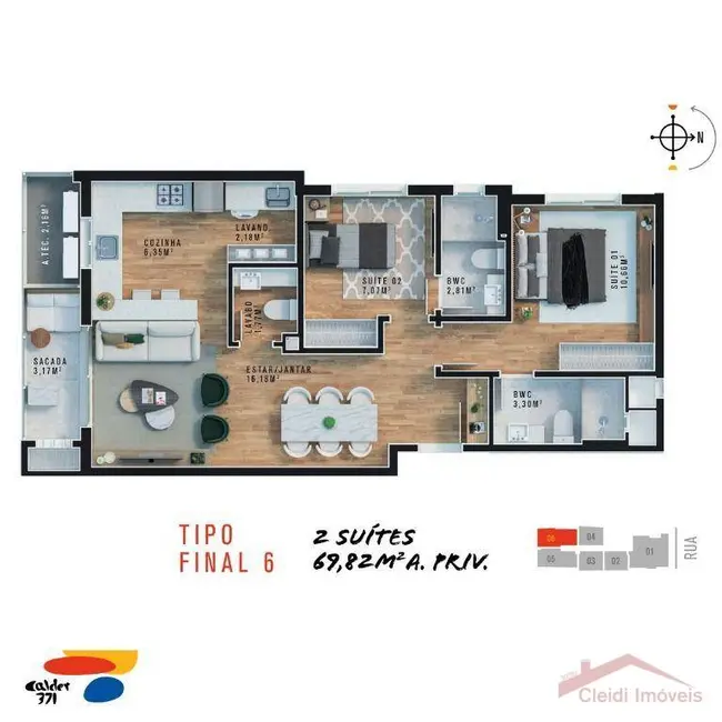 Foto 2 de Apartamento com 2 quartos à venda, 122m2 em América, Joinville - SC