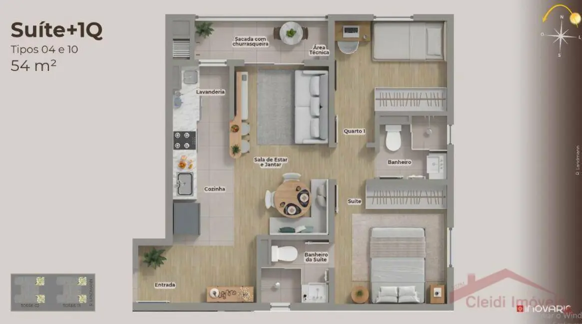 Apartamento com 1 quarto à venda, 33m2 em Costa e Silva, Joinville - SC - imagem 4 Foto 4 de Apartamento com 1 quarto à venda, 33m2 em Costa e Silva, Joinville - SC