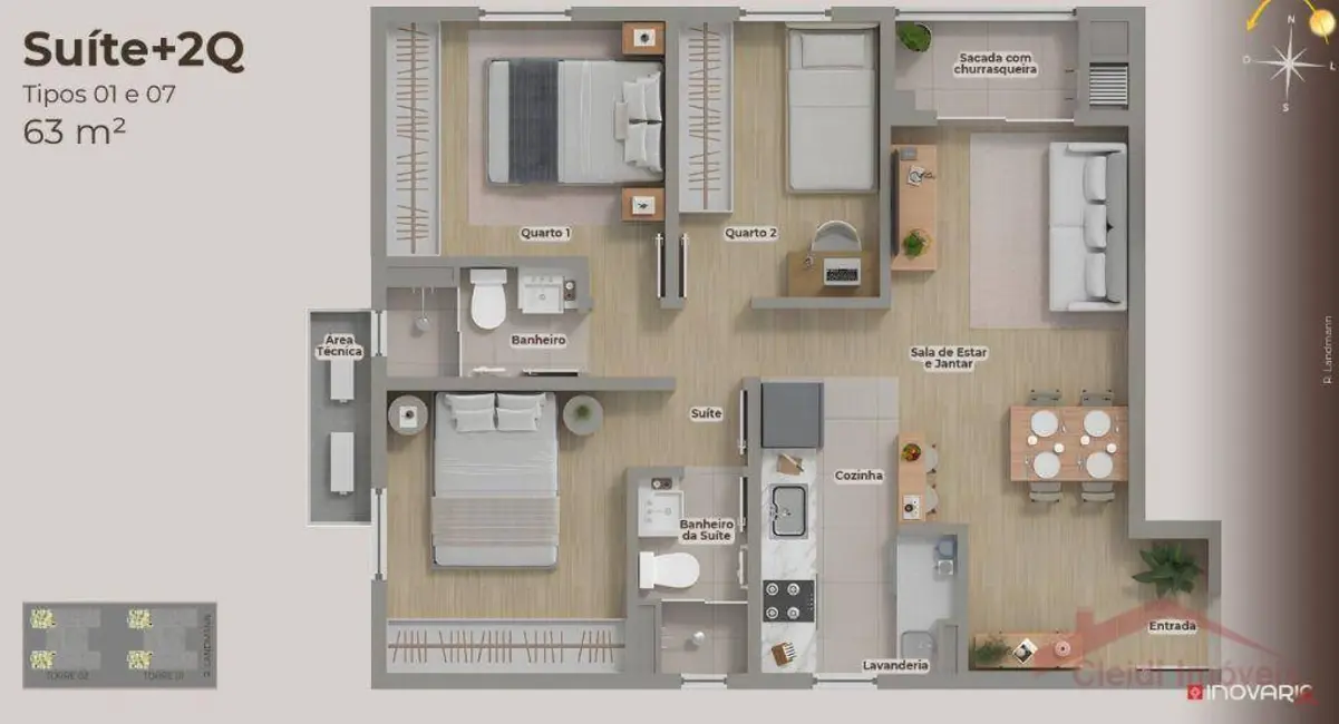 Apartamento com 1 quarto à venda, 33m2 em Costa e Silva, Joinville - SC - imagem 3 Foto 3 de Apartamento com 1 quarto à venda, 33m2 em Costa e Silva, Joinville - SC