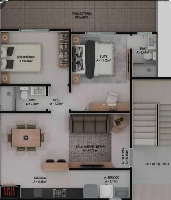 Foto 2 de Apartamento com 2 quartos à venda, 64m2 em Barra Velha - SC