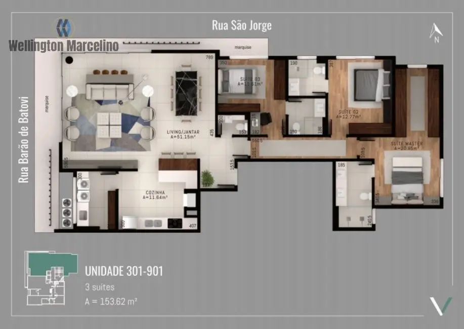Apartamento com 3 quartos à venda, 154m2 em Velha Central, Blumenau - SC - imagem 9 Foto 9 de Apartamento com 3 quartos à venda, 154m2 em Velha Central, Blumenau - SC