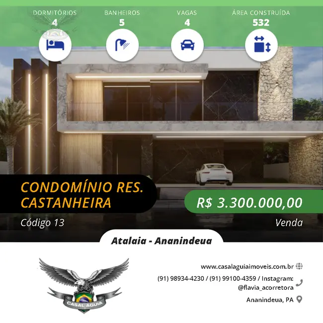Foto 2 de Casa de Condomínio com 4 quartos à venda, 532m2 em Atalaia, Ananindeua - PA