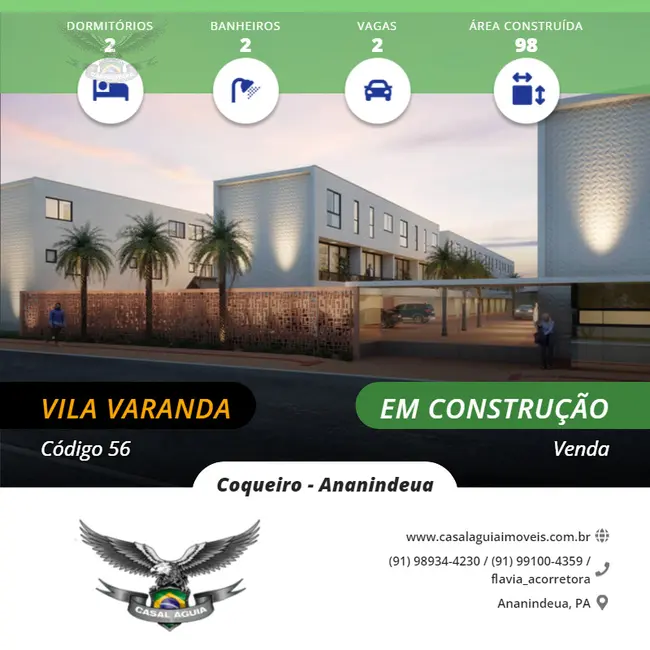 Foto 2 de Casa de Condomínio com 2 quartos à venda, 98m2 em Coqueiro, Ananindeua - PA