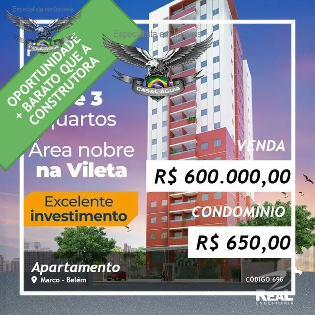 Foto 1 de Apartamento com 3 quartos à venda, 57m2 em Marco, Belem - PA