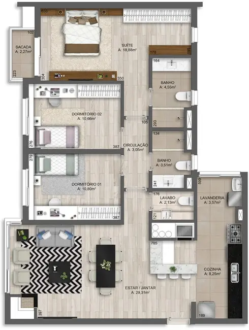 Foto 3 de Apartamento com 3 quartos à venda, 113m2 em Três Figueiras, Porto Alegre - RS