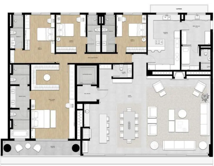 Foto 6 de Apartamento com 4 quartos à venda, 343m2 em Chácara das Pedras, Porto Alegre - RS