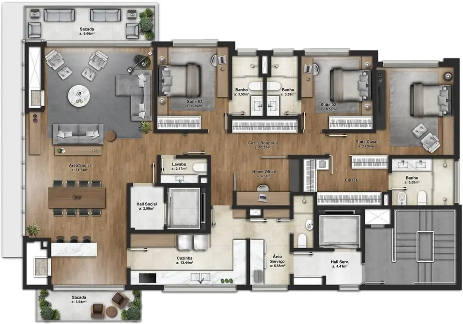 Apartamento com 4 quartos à venda, 344m2 em Moinhos de Vento, Porto Alegre - RS - imagem 3 Foto 3 de Apartamento com 4 quartos à venda, 344m2 em Moinhos de Vento, Porto Alegre - RS