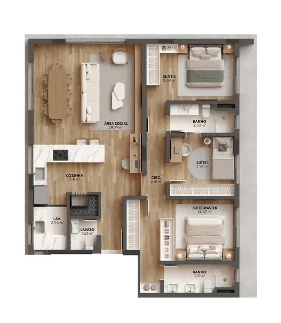 Apartamento com 3 quartos à venda, 109m2 em Higienópolis, Porto Alegre - RS - imagem 6 Foto 6 de Apartamento com 3 quartos à venda, 109m2 em Higienópolis, Porto Alegre - RS