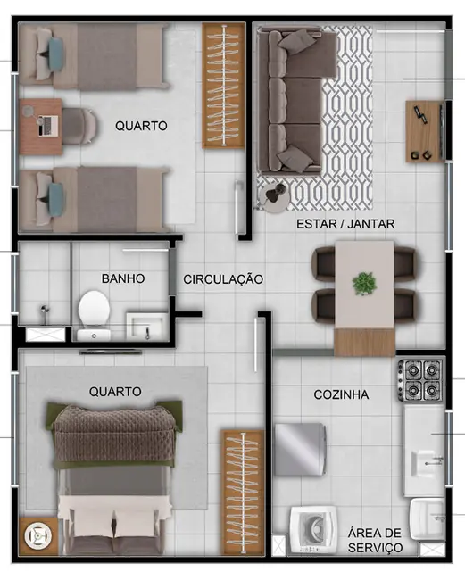 Foto 2 de Apartamento com 2 quartos à venda, 50m2 em Morro Santana, Porto Alegre - RS