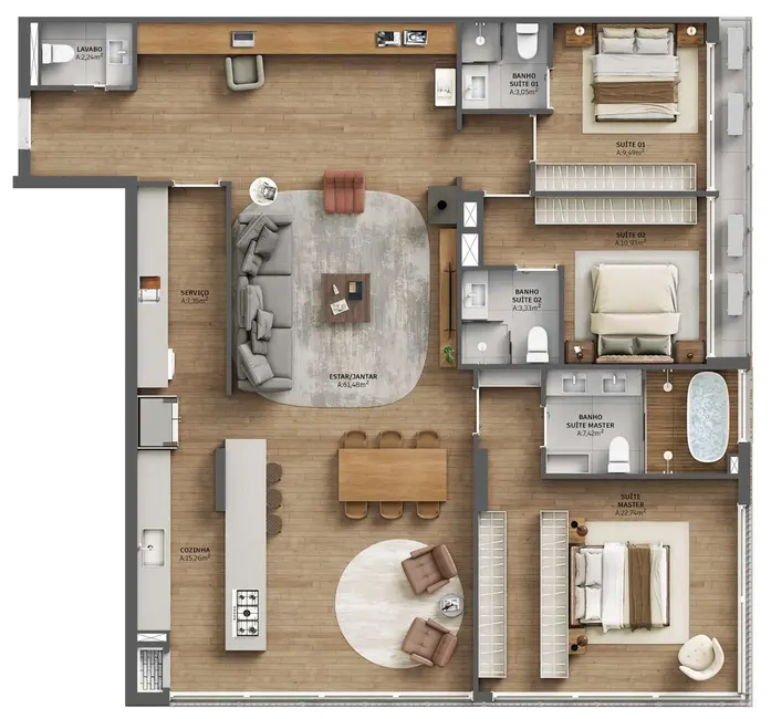 Apartamento com 3 quartos à venda, 198m2 em Menino Deus, Porto Alegre - RS - imagem 9 Foto 9 de Apartamento com 3 quartos à venda, 198m2 em Menino Deus, Porto Alegre - RS