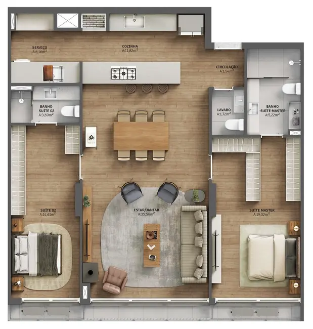 Apartamento com 2 quartos à venda, 116m2 em Menino Deus, Porto Alegre - RS - imagem 2 Foto 2 de Apartamento com 2 quartos à venda, 116m2 em Menino Deus, Porto Alegre - RS