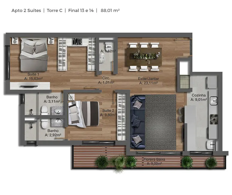 Foto 8 de Apartamento com 2 quartos à venda, 75m2 em Tristeza, Porto Alegre - RS