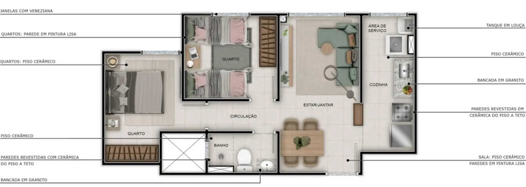 Apartamento com 2 quartos à venda, 48m2 em Porto Alegre - RS - imagem 4 Foto 4 de Apartamento com 2 quartos à venda, 48m2 em Porto Alegre - RS