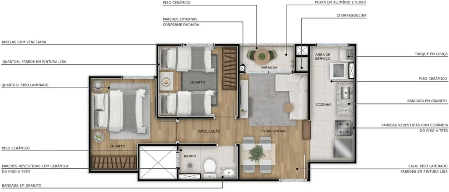 Apartamento com 2 quartos à venda, 48m2 em Porto Alegre - RS - imagem 3 Foto 3 de Apartamento com 2 quartos à venda, 48m2 em Porto Alegre - RS