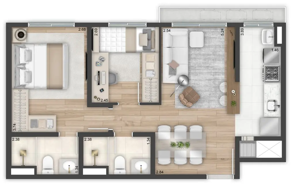 Foto 3 de Apartamento com 3 quartos à venda, 67m2 em São João, Porto Alegre - RS