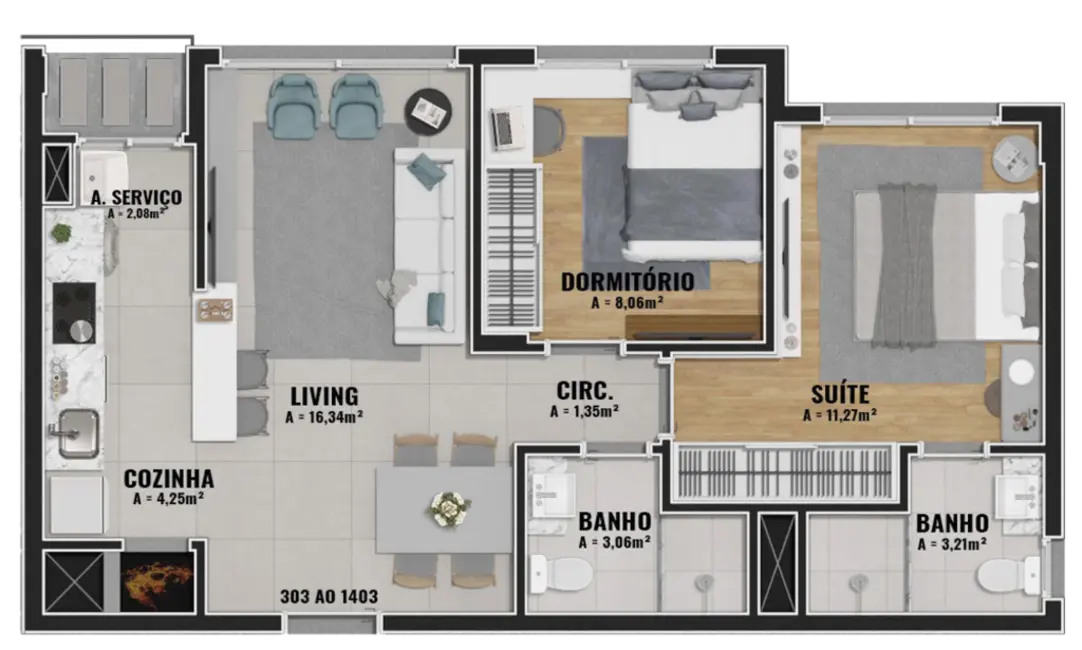 Foto 3 de Apartamento com 2 quartos à venda, 61m2 em Jardim Botânico, Porto Alegre - RS