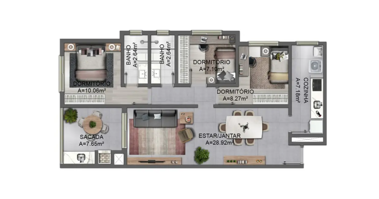 Apartamento com 3 quartos à venda, 85m2 em Bela Vista, Porto Alegre - RS - imagem 7 Foto 7 de Apartamento com 3 quartos à venda, 85m2 em Bela Vista, Porto Alegre - RS