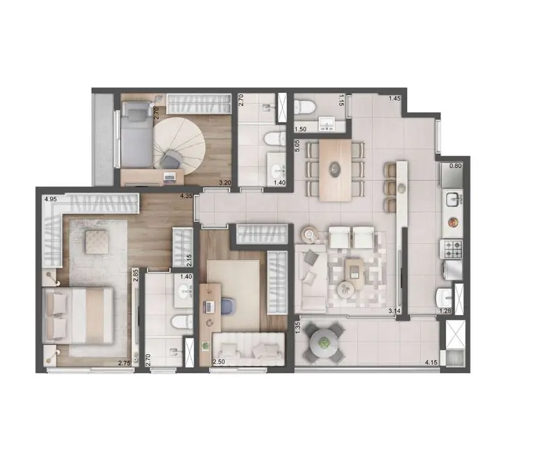 Apartamento com 2 quartos à venda, 69m2 em Boa Vista, Porto Alegre - RS - imagem 7 Foto 7 de Apartamento com 2 quartos à venda, 69m2 em Boa Vista, Porto Alegre - RS