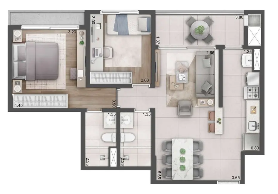 Apartamento com 2 quartos à venda, 69m2 em Boa Vista, Porto Alegre - RS - imagem 5 Foto 5 de Apartamento com 2 quartos à venda, 69m2 em Boa Vista, Porto Alegre - RS