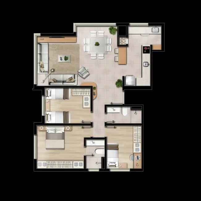 Apartamento com 3 quartos à venda, 94m2 em Cristo Redentor, Porto Alegre - RS - imagem 4 Foto 4 de Apartamento com 3 quartos à venda, 94m2 em Cristo Redentor, Porto Alegre - RS