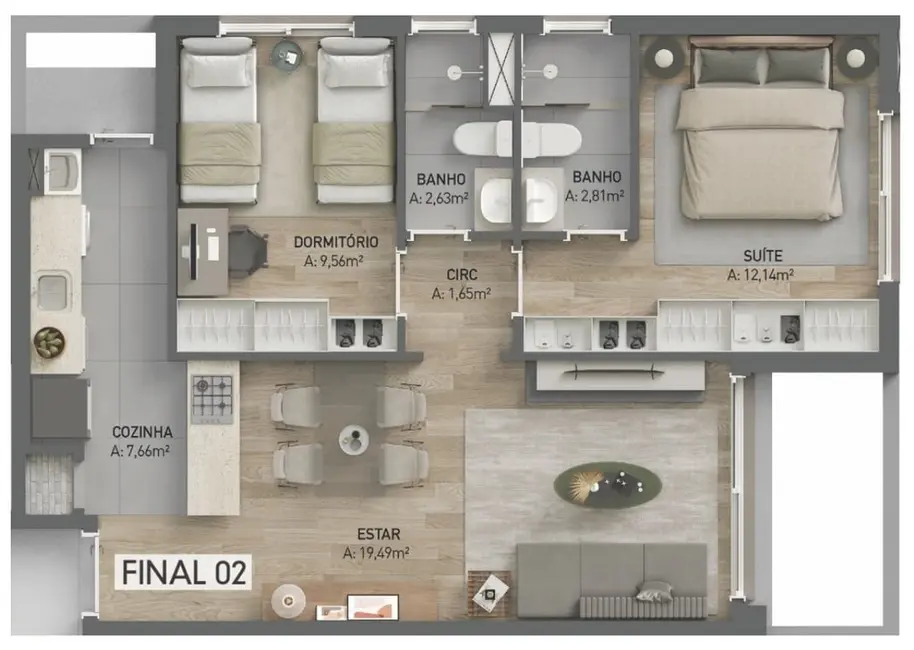 Apartamento com 2 quartos à venda, 67m2 em Petrópolis, Porto Alegre - RS - imagem 6 Foto 6 de Apartamento com 2 quartos à venda, 67m2 em Petrópolis, Porto Alegre - RS