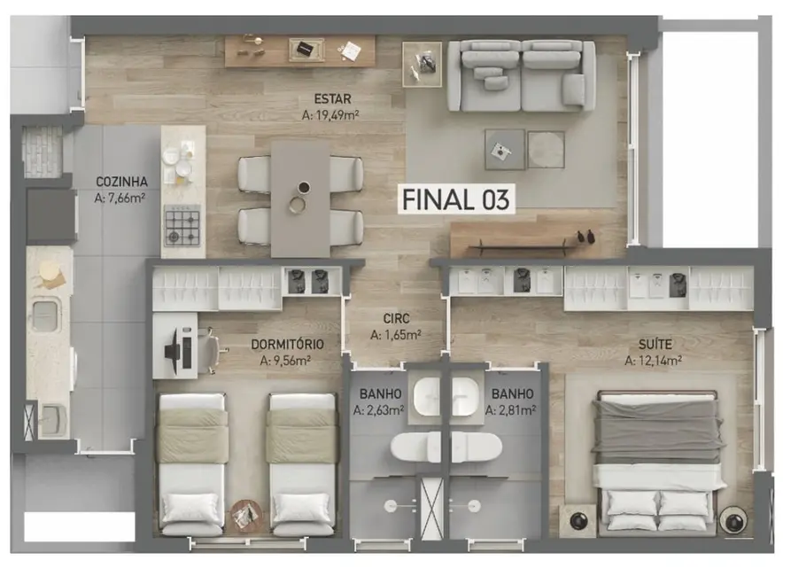 Apartamento com 2 quartos à venda, 67m2 em Petrópolis, Porto Alegre - RS - imagem 7 Foto 7 de Apartamento com 2 quartos à venda, 67m2 em Petrópolis, Porto Alegre - RS